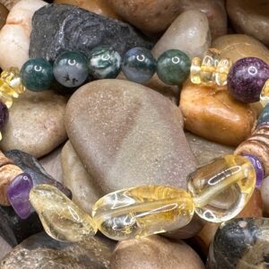 Hope - Citrine, Amethyst, Lepidolite, Moss Agate and Coconut Shell Beaded Bracelet