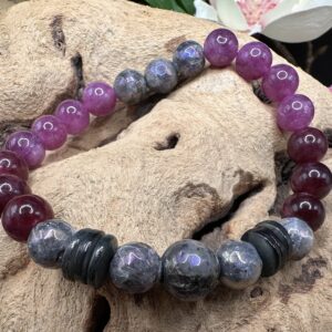Unbroken - Lepidolite, Labradorite, Garnet and Shell Beaded Bracelet