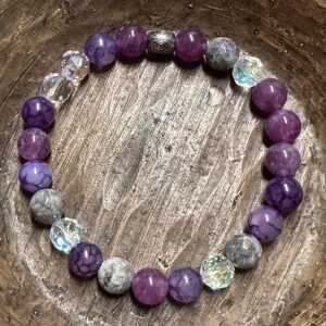 Night Sky - Amethyst, Labradorite, Lepidolite, AB Crystal, and Gunmetal tone Bracelet