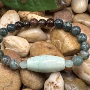Sea Mist | Blue Dragon Skin Agate, Green Moss Agate Gemstone Bracelet