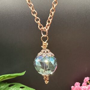 Enchanted | Green AB Crystal Ball Copper Necklace