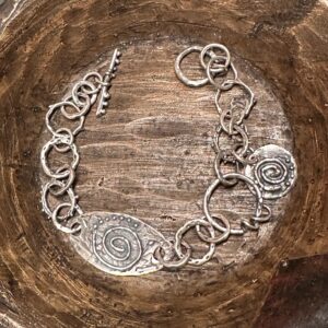 Reclaimed Sterling Silver Link Swirl Charm Bracelet