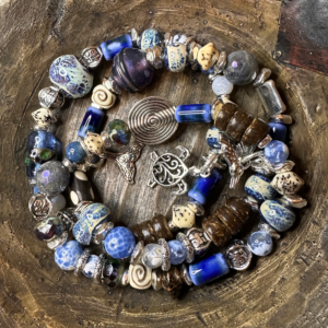 Coastal Spirit | African Bone, Blue Agate, Silver, Charm Bracelet Set